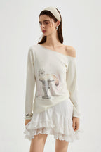 White Kitten Print T-Shirt