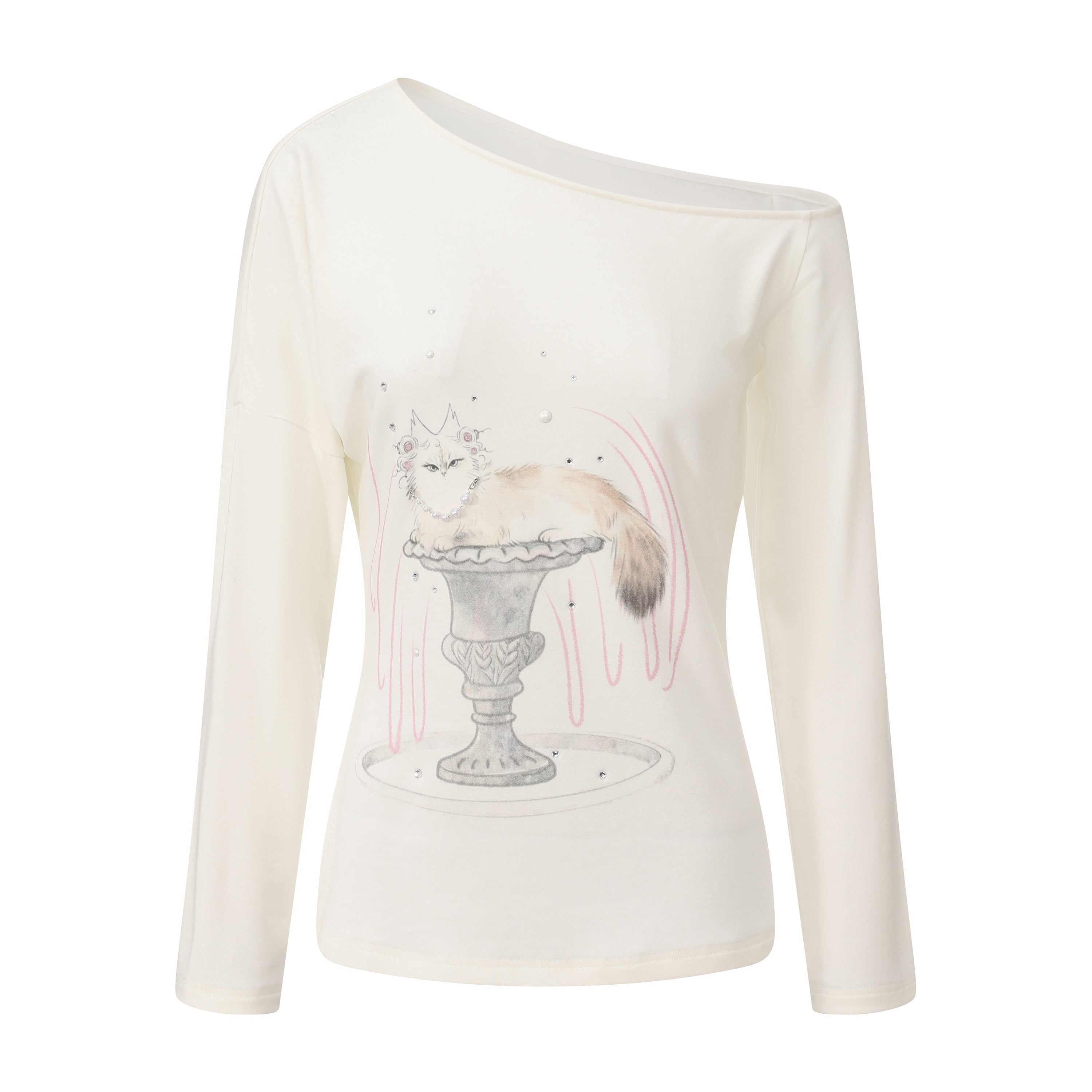 White Kitten Print T-Shirt