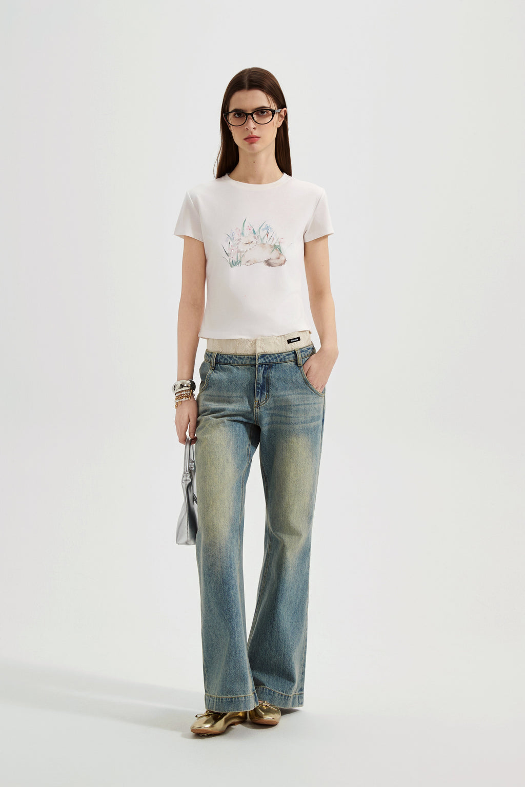 White Cat Short Sleeved Tee
