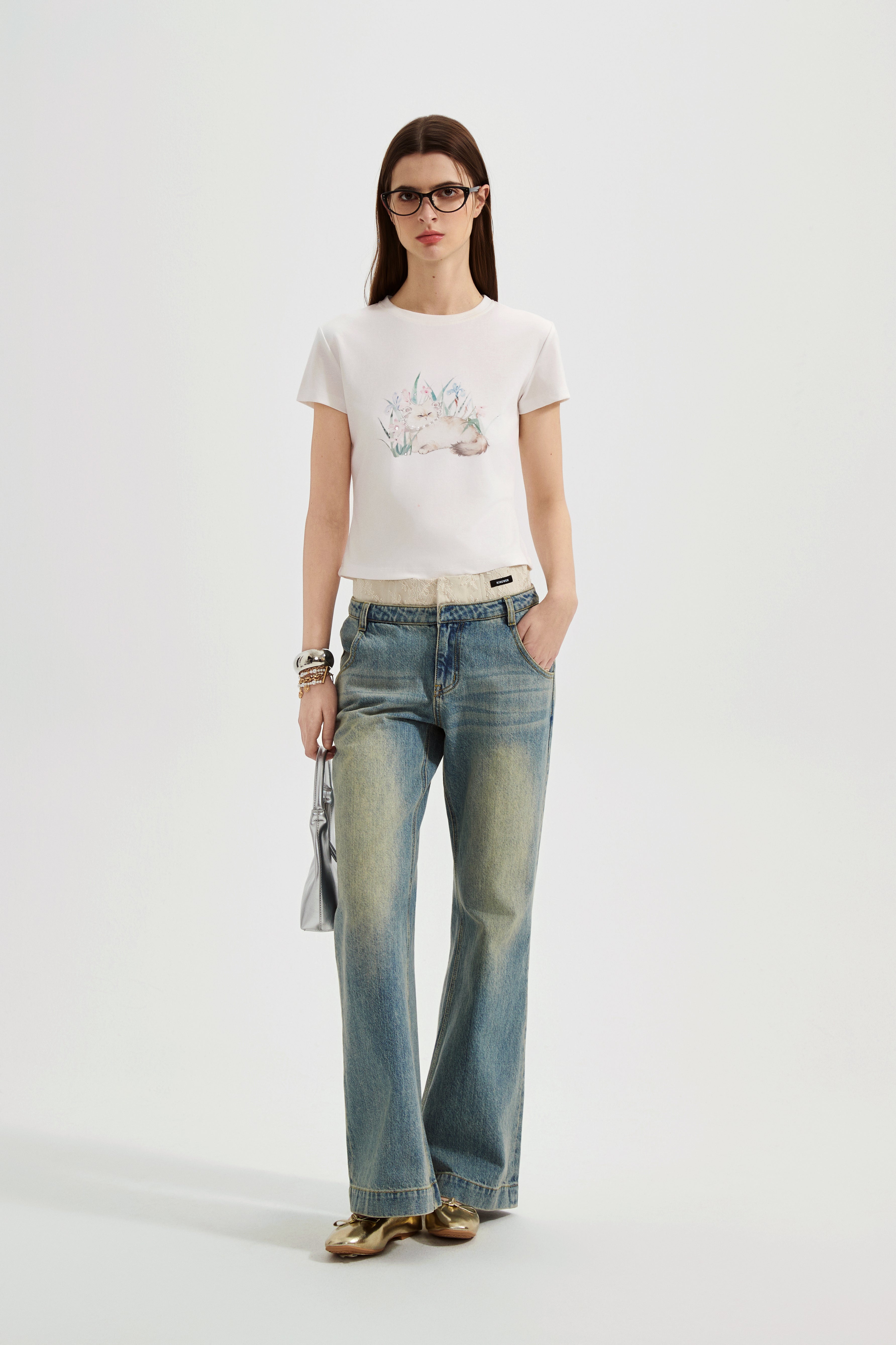 White Cat Short Sleeved Tee