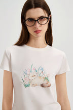 White Cat Short Sleeved Tee