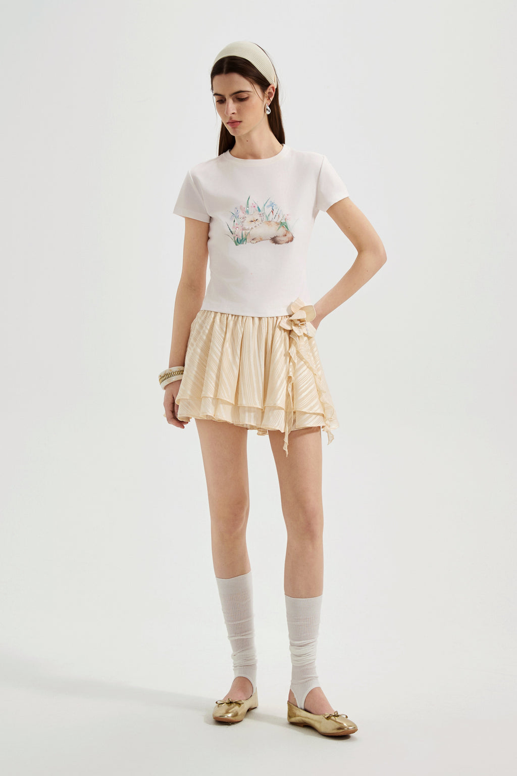 White Cat Short Sleeved Tee