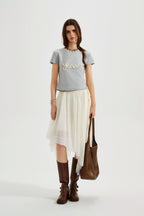 Grey Text Short Sleeved Tee