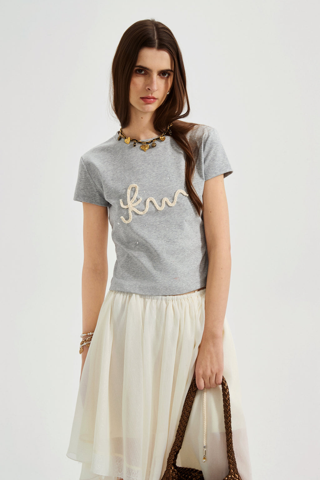Grey Text Short Sleeved Tee