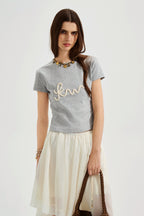 Grey Text Short Sleeved Tee