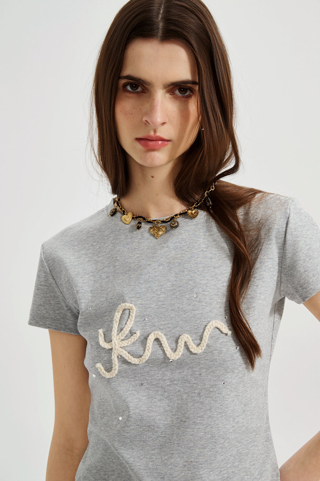 Grey Text Short Sleeved Tee