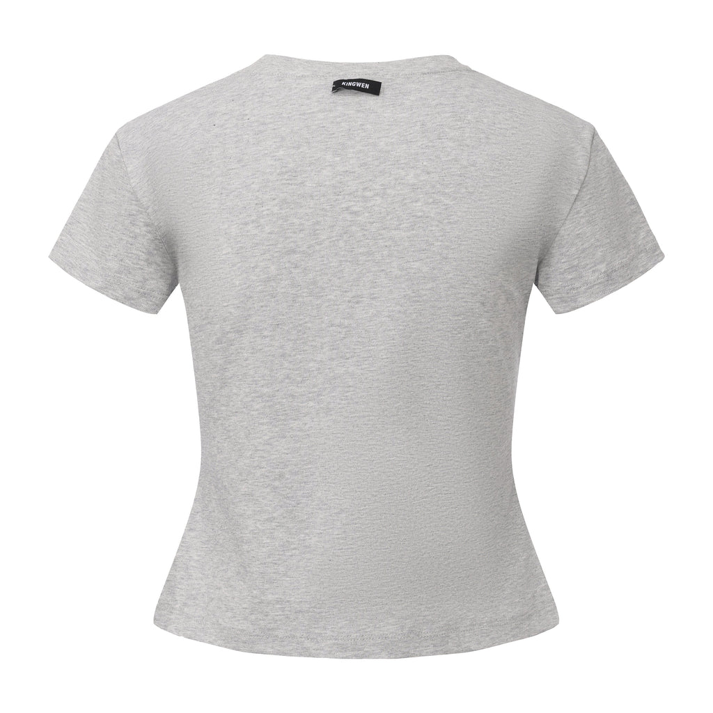 Grey Text Short Sleeved Tee