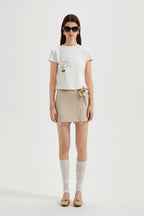 White Floral Gradient Short-Sleeved Tee