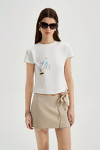 White Floral Gradient Short-Sleeved Tee