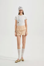 White Floral Gradient Short-Sleeved Tee