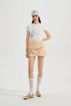 White Floral Gradient Short-Sleeved Tee