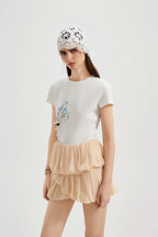 White Floral Gradient Short-Sleeved Tee