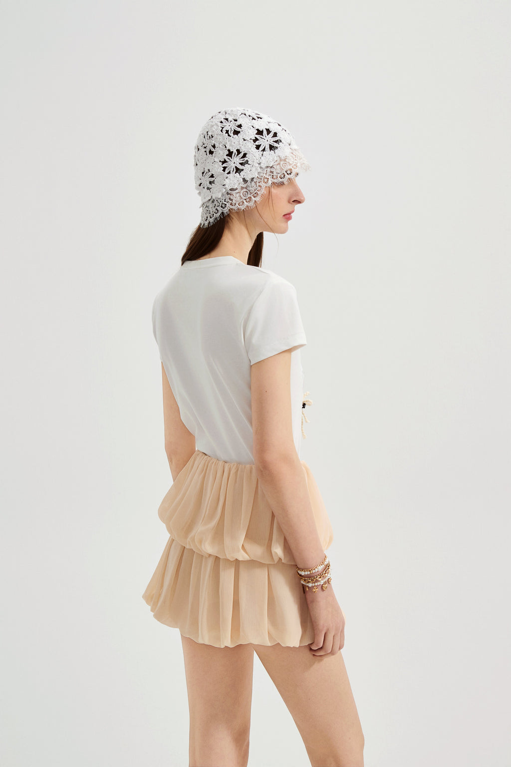 White Floral Gradient Short-Sleeved Tee