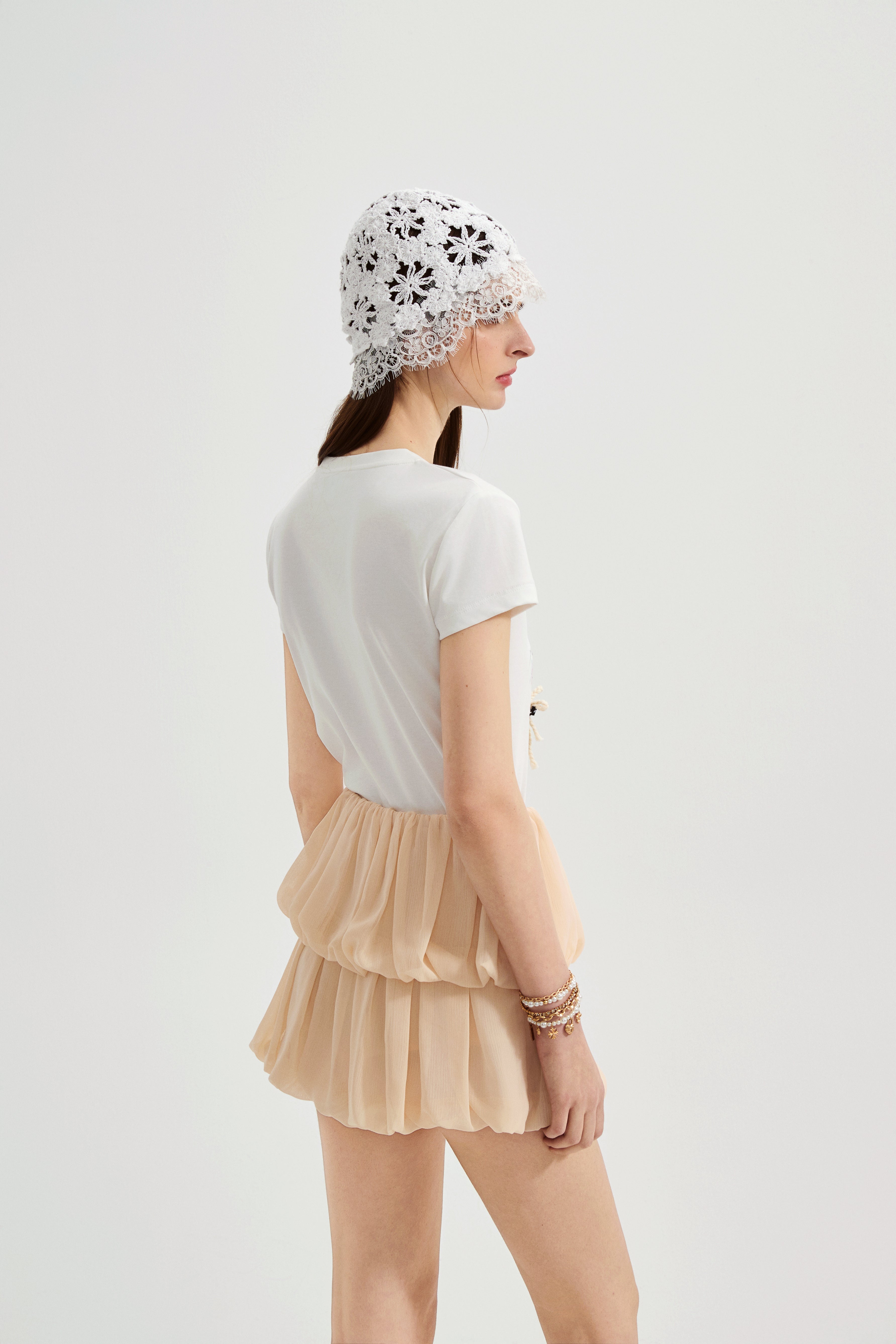 White Floral Gradient Short-Sleeved Tee