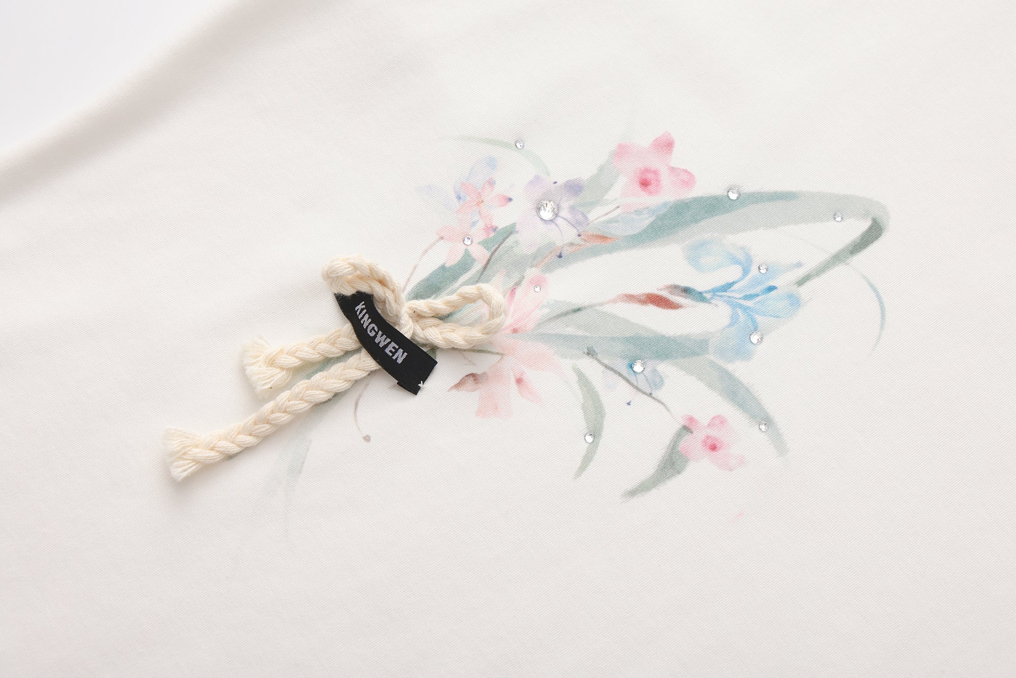 White Floral Gradient Short-Sleeved Tee
