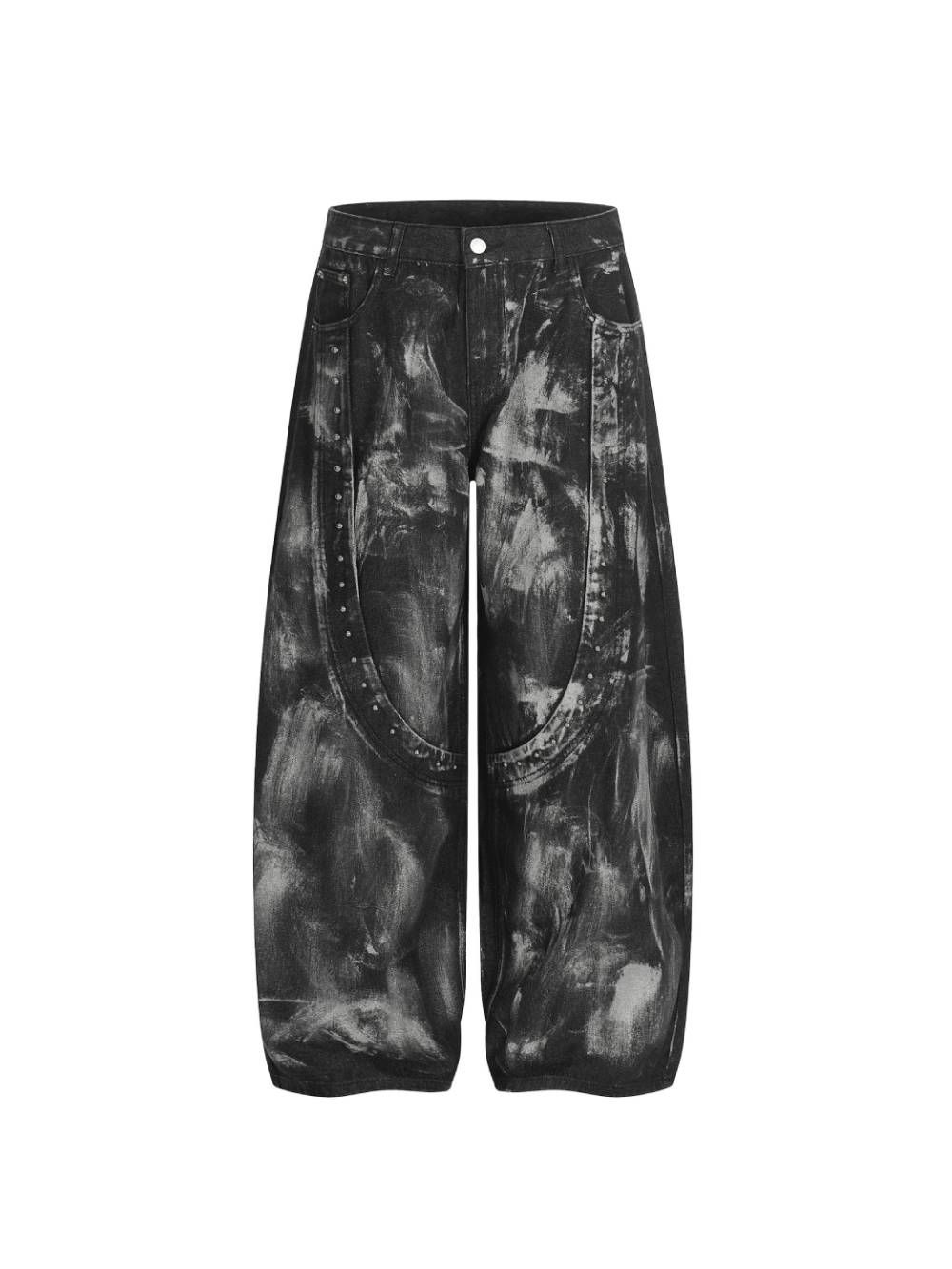 Brushed Black Studded Denim Pants