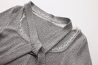 Grey Square-Neck Trimmed Top