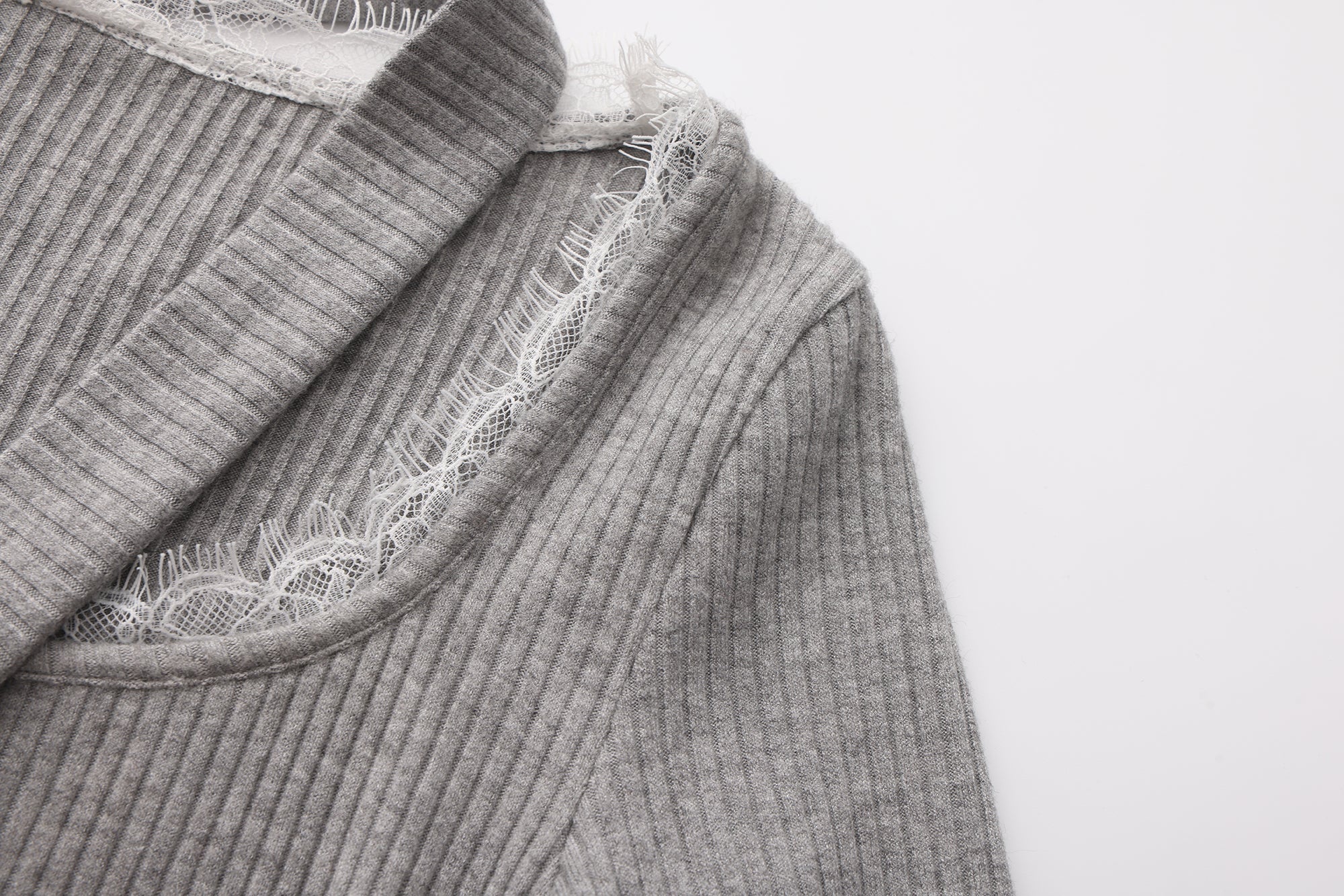 Grey Square-Neck Trimmed Top