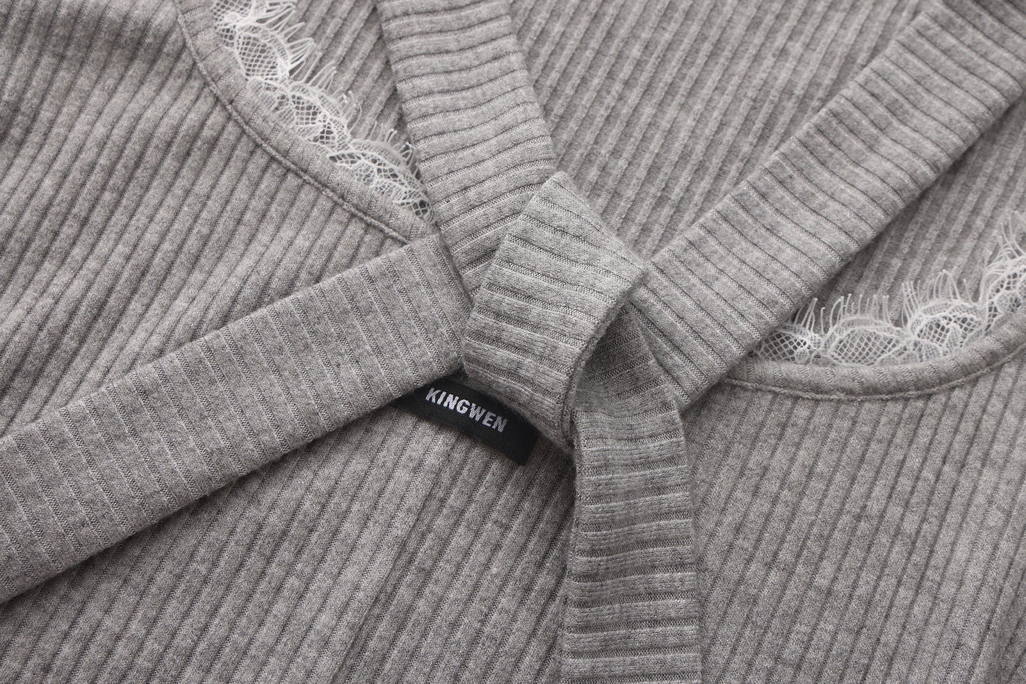 Grey Square-Neck Trimmed Top