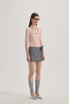 Pink Square-neck Trimmed Top