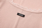 Pink Square-neck Trimmed Top