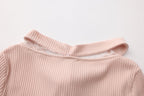 Pink Square-neck Trimmed Top