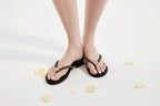 Black Diamond Buckle Chain Flip Flops