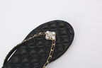 Black Diamond Buckle Chain Flip Flops