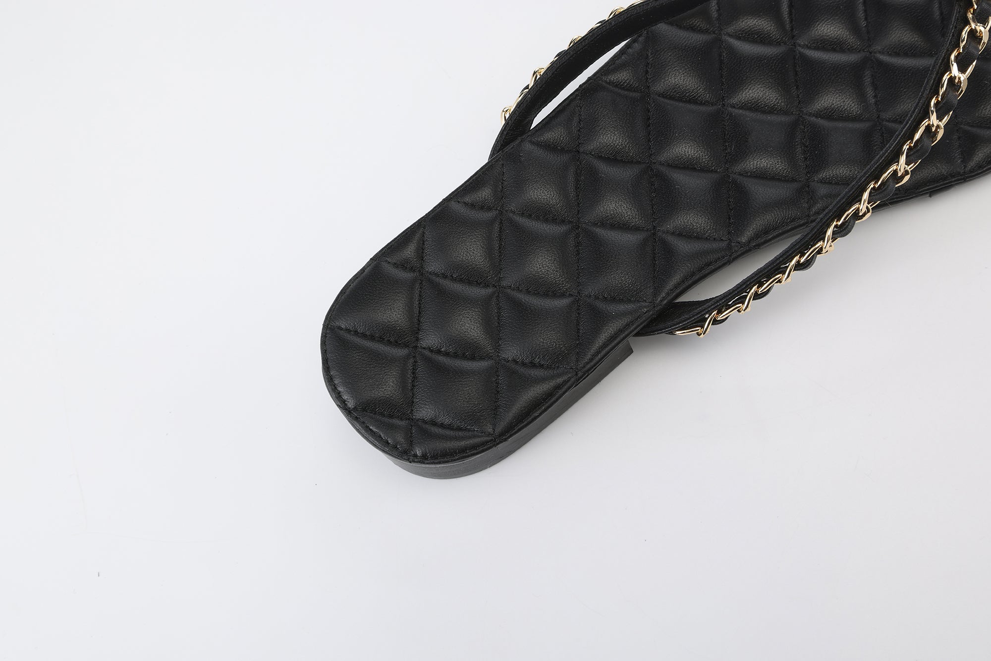 Black Diamond Buckle Chain Flip Flops