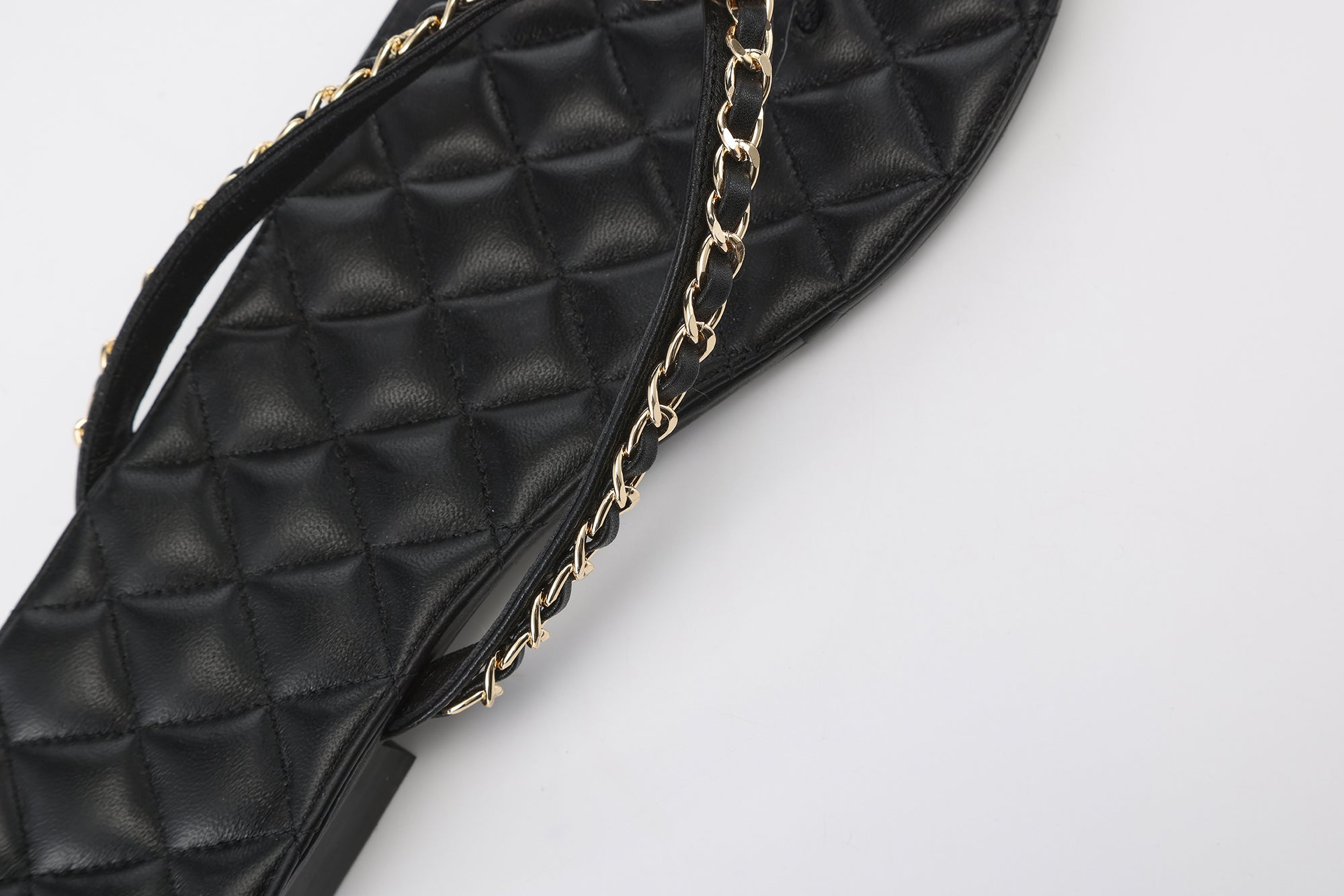 Black Diamond Buckle Chain Flip Flops