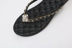 Black Diamond Buckle Chain Flip Flops