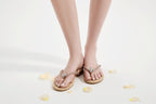 Nude Diamond Buckle Chain Flip Flops