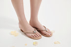 Nude Diamond Buckle Chain Flip Flops