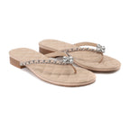 Nude Diamond Buckle Chain Flip Flops