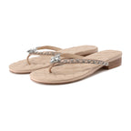 Nude Diamond Buckle Chain Flip Flops