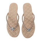 Nude Diamond Buckle Chain Flip Flops