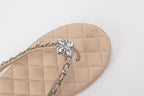Nude Diamond Buckle Chain Flip Flops