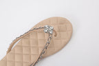 Nude Diamond Buckle Chain Flip Flops
