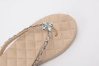 Nude Diamond Buckle Chain Flip Flops