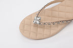 Nude Diamond Buckle Chain Flip Flops