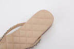 Nude Diamond Buckle Chain Flip Flops