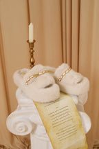 White Platform Chain Pearl Furry Slippers