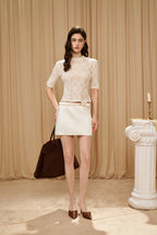 Beige Lace Mid-Neck Layering Top