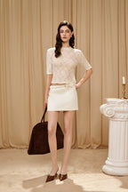 Beige Lace Mid-Neck Layering Top