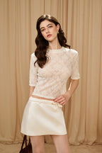 Beige Lace Mid-Neck Layering Top