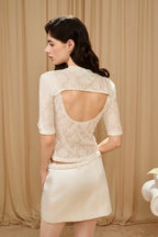 Beige Lace Mid-Neck Layering Top