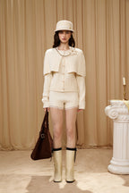 White Iris Pearl Knit Cape Cardigan / Pants