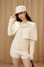 White Iris Pearl Knit Cape Cardigan / Pants
