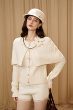 White Iris Pearl Knit Cape Cardigan / Pants