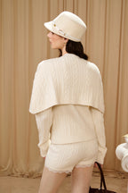 White Iris Pearl Knit Cape Cardigan / Pants